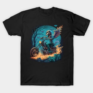 Skeleton riding a motorcycle T-Shirt